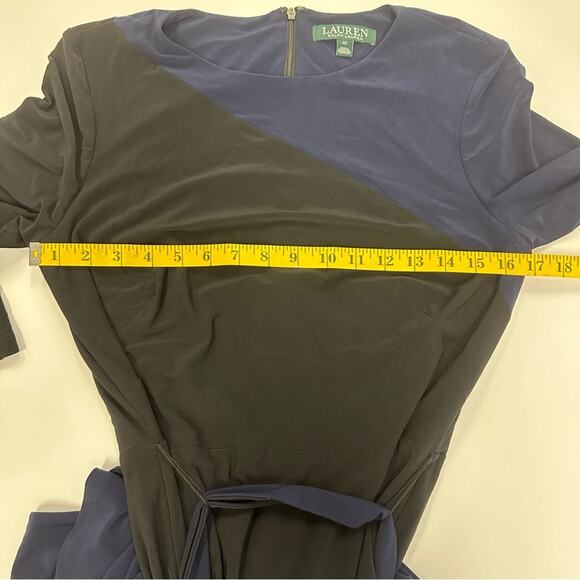 Lauren by Ralph Lauren Asymmetrical Color Block Dress Size 10 - Picture 11 of 11